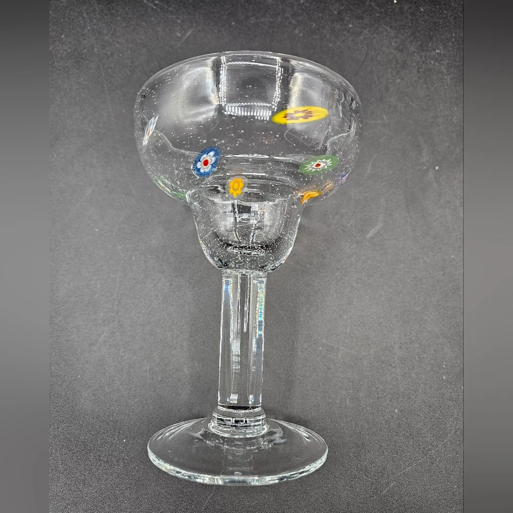 Crate & Barrel Zazz Millefiori Bubble Margarita Glasses Set Of 4